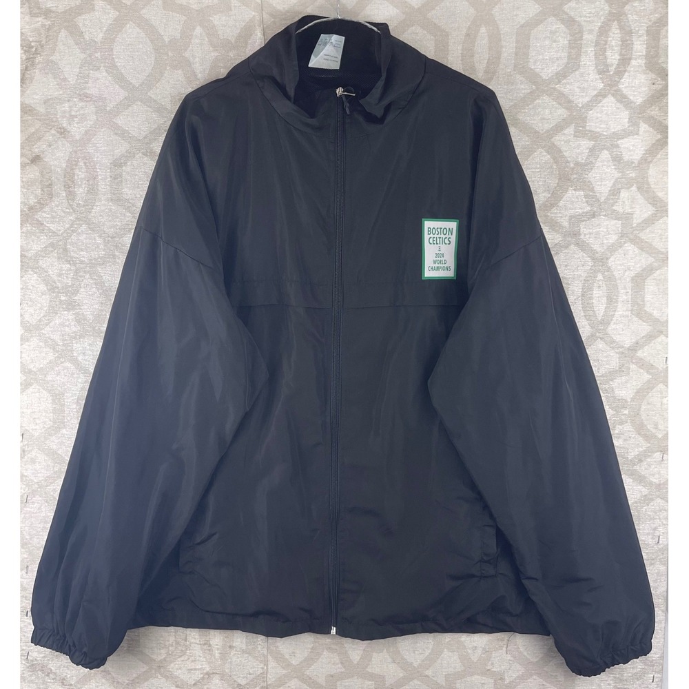 Boston Celtics 2024 World Champions Men XXL Black Full Zip Windbreaker Jacket